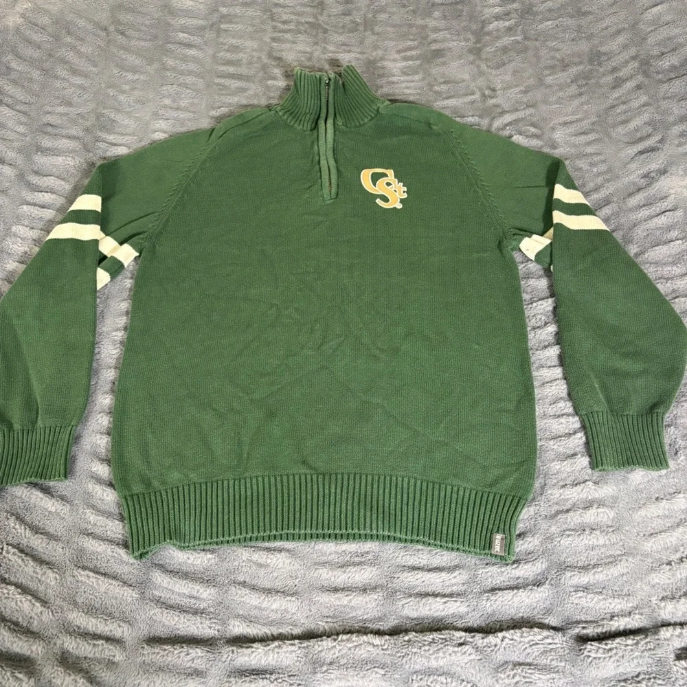 Bruzer Colorado State University CSU Rams Quarter Zip Cotton Sweater Green Men L